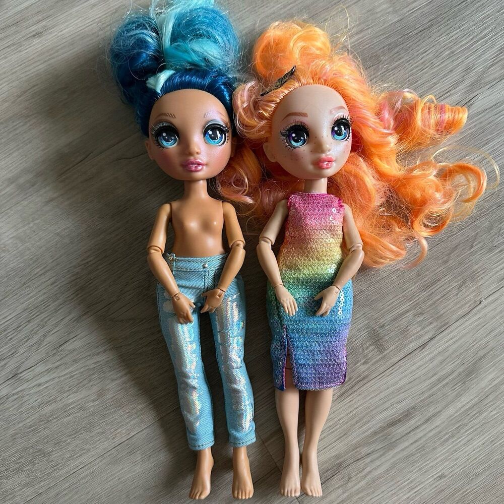 Rainbow High Fashion Dolls Skyler Bradshaw Blue & Poppy Rowan Orange